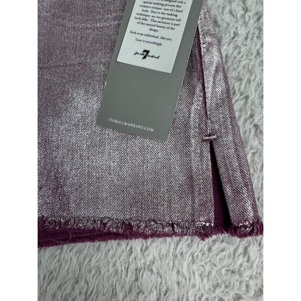 Metallic Purple Denim Shorts Womens Size 30 NWT 7 For All Mankind Cotton/Spandex - Picture 8 of 14